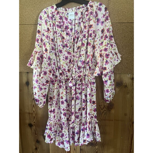 Misa Los Angeles Short Mini Dress in  Floral  100% Viscose USA Size M - Picture 1 of 10